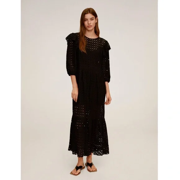 Mango | Dresses | Mango Ruflled Openwork Dress | Poshmark